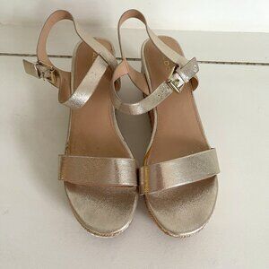 ALDO Women Strappy Wedge Heel Sandals Gold SIZE 10